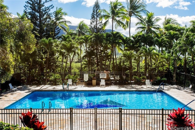 view of swimming pool featuring a patio area