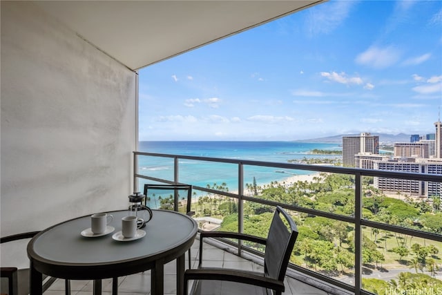 balcony with a water view