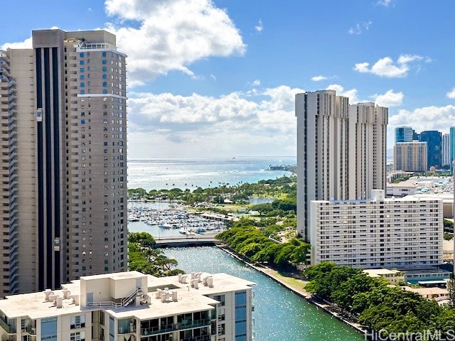 exterior space featuring a water view