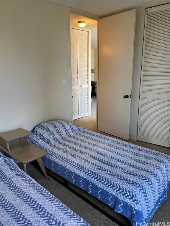 bedroom with carpet floors and a closet