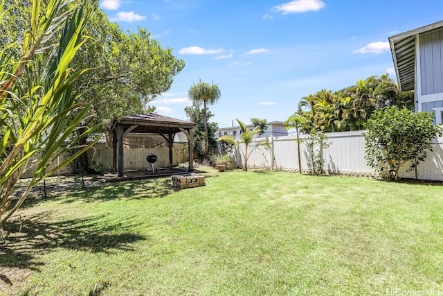 view of yard with a gazebo