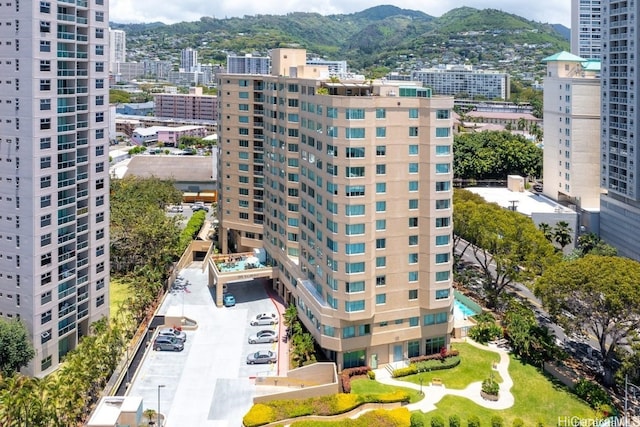 exterior space featuring a mountain view