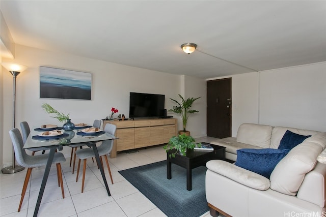 living room featuring light tile patterned floors