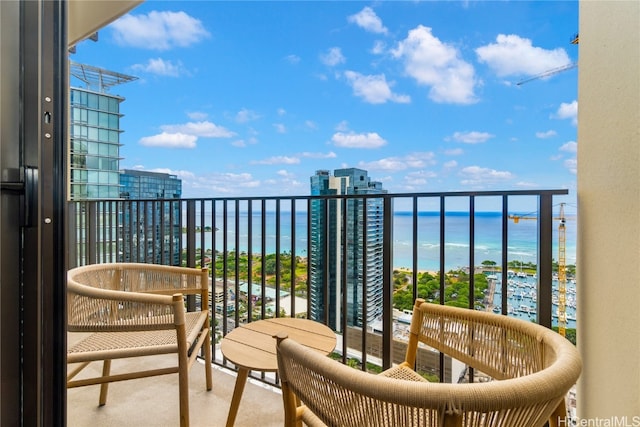 balcony with a water view