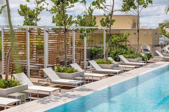 view of pool featuring a patio