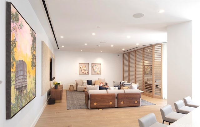 living room featuring light hardwood / wood-style floors