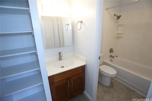 full bathroom featuring vanity, toilet, and bathing tub / shower combination