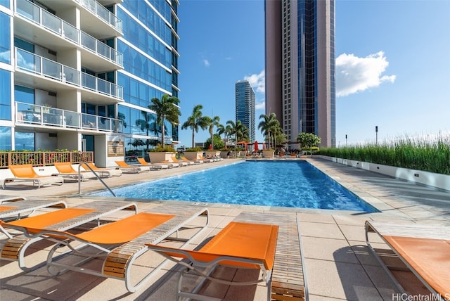 view of pool with a patio