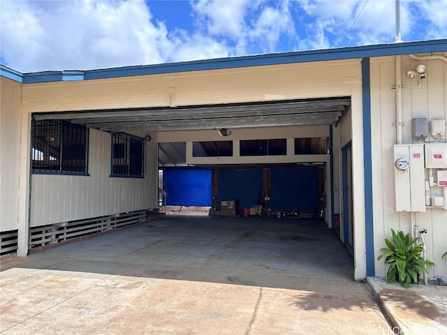 garage with a carport