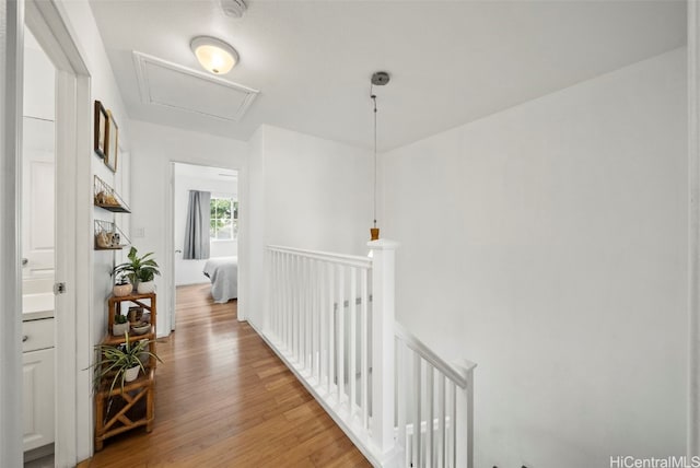 hall with hardwood / wood-style floors