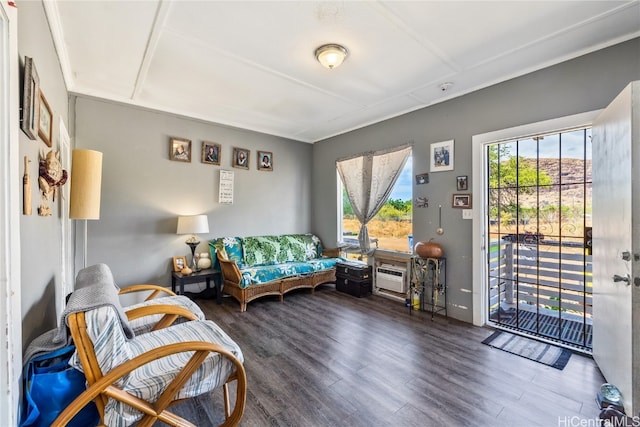 living area with dark wood-type flooring