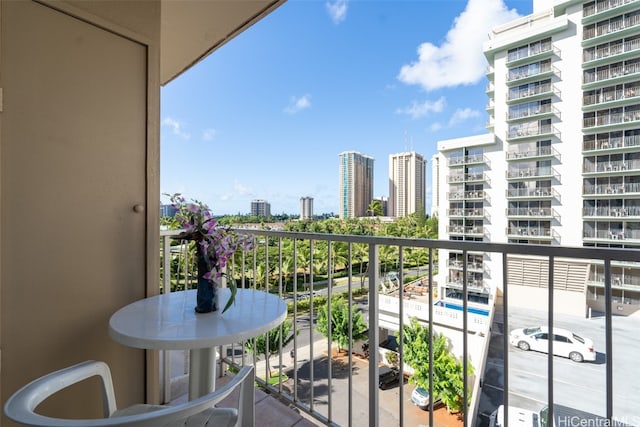 balcony with a view of city