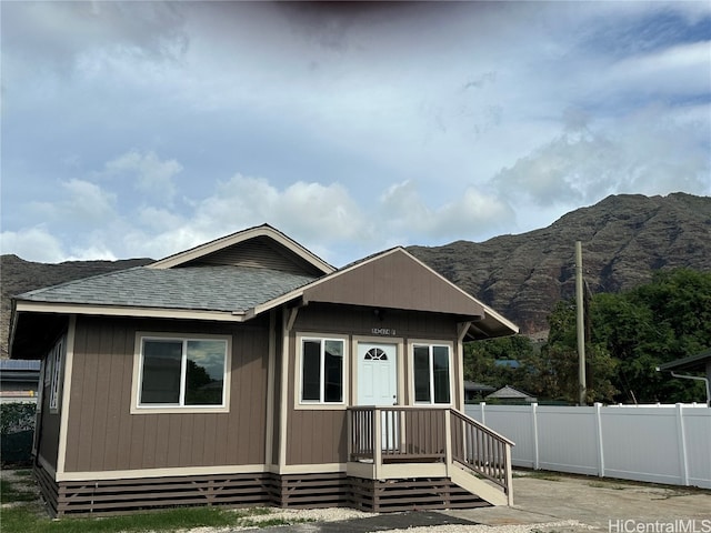 view of front facade with a mountain view