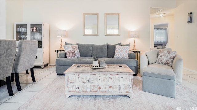 view of tiled living room