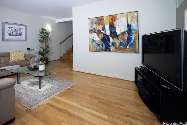 living room featuring light hardwood / wood-style flooring