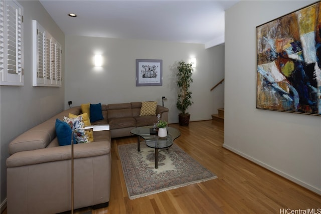 living room with light wood-type flooring