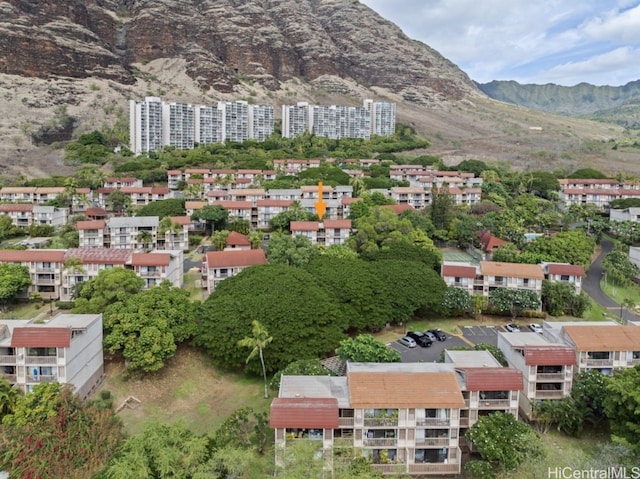 aerial view with a mountain view