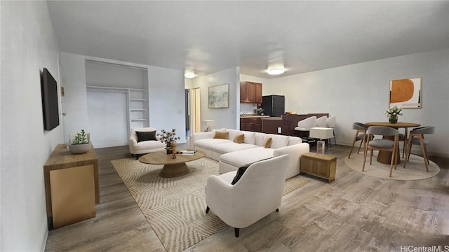 living room featuring light wood-type flooring