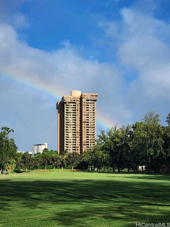 view of community featuring a lawn