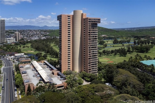 exterior space featuring a mountain view