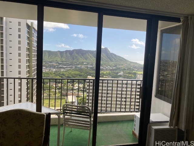 balcony with a mountain view