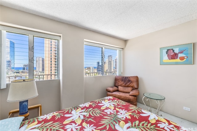 bedroom featuring a textured ceiling