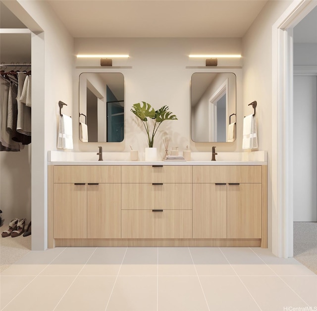 2599 Kapiolani Blvd Unit 312, Honolulu, HI 96826 - full bath featuring a sink, tile patterned flooring, and double vanity