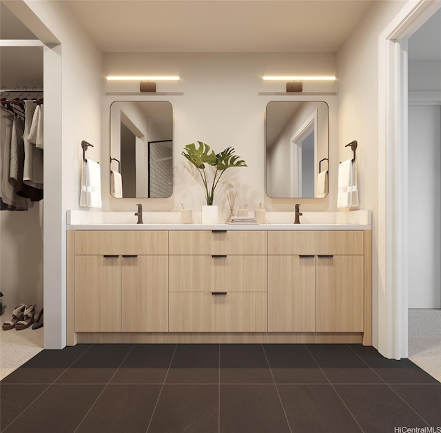 2599 Kapiolani Blvd Unit 312, Honolulu, HI 96826 - bathroom featuring tile patterned flooring, a sink, and double vanity