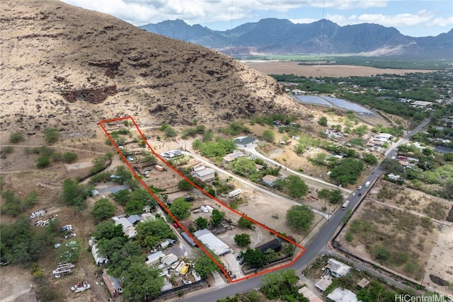 aerial view with a mountain view