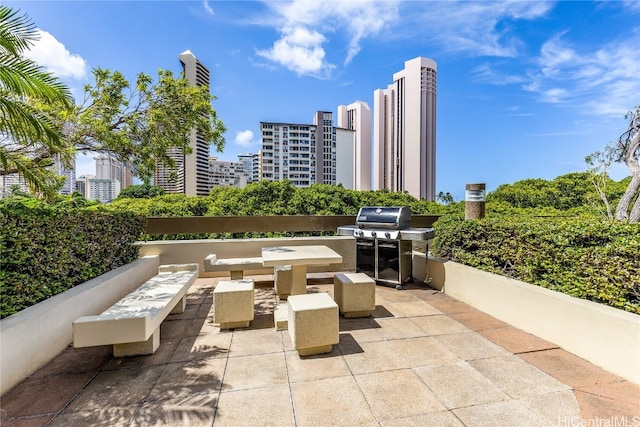 view of patio / terrace featuring a grill