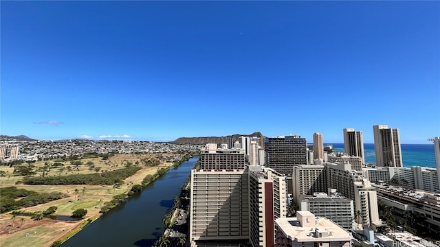 bird's eye view featuring a water view