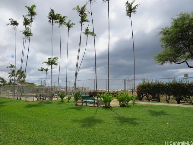 view of community featuring a lawn