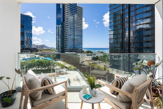 balcony with a water view