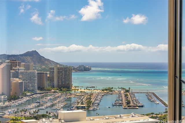 property view of water with a city view