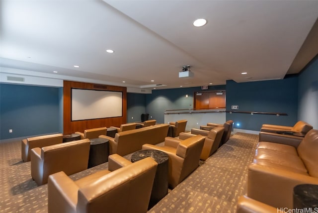 view of carpeted home theater room