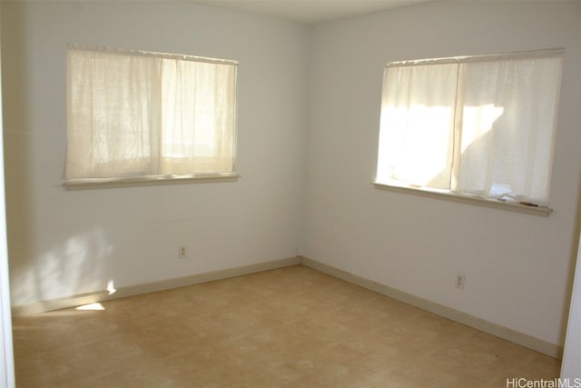 view of spare room