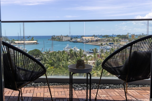 balcony with a water view