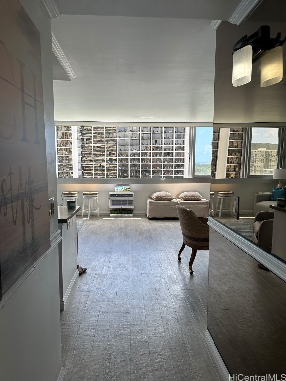 living room with wood-type flooring