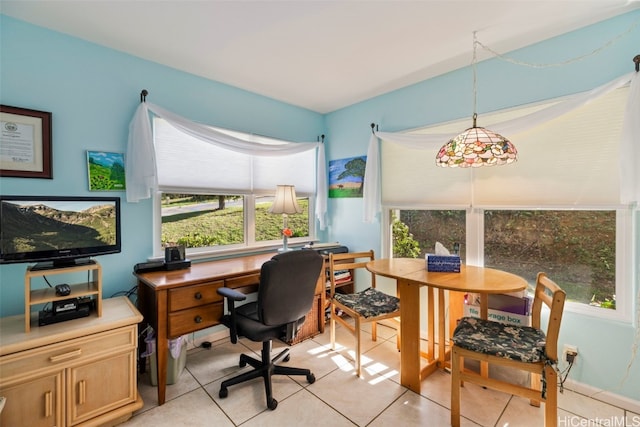 view of tiled office space