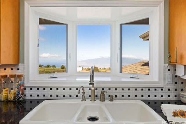 details featuring a mountain view and sink