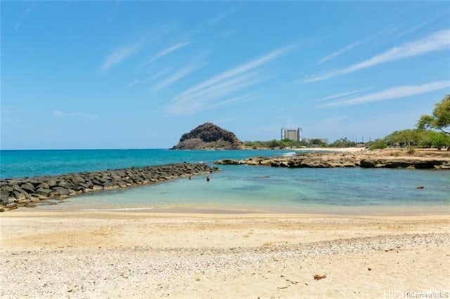 property view of water featuring a view of the beach