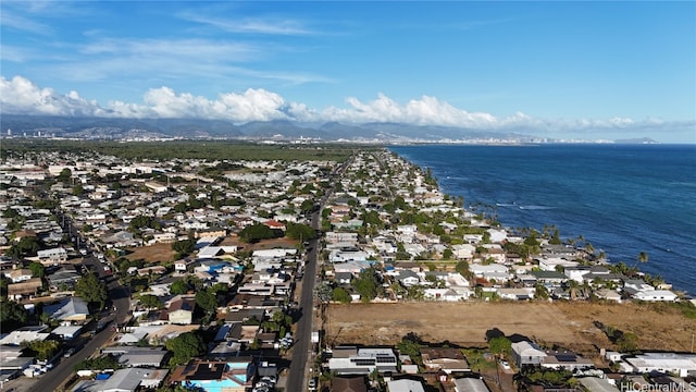 aerial view with a water and mountain view