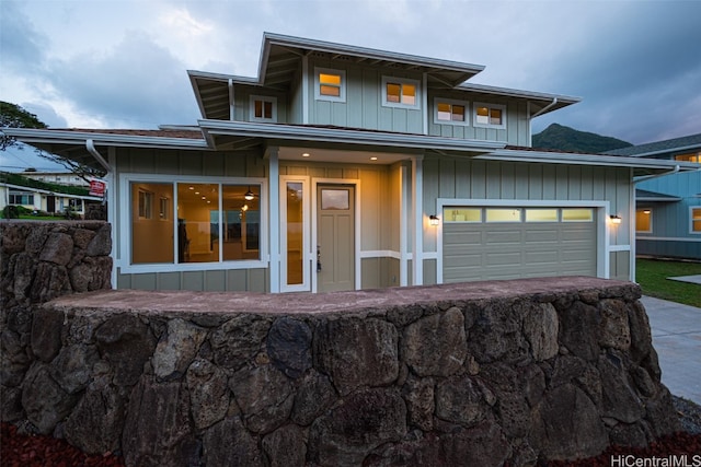 view of front of house with a garage