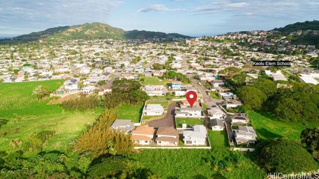 aerial view with a mountain view