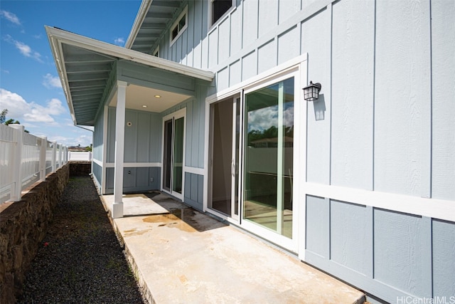 view of property exterior featuring a patio