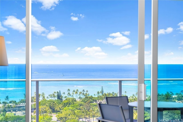 balcony with a water view