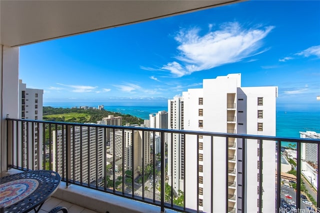 balcony with a water view