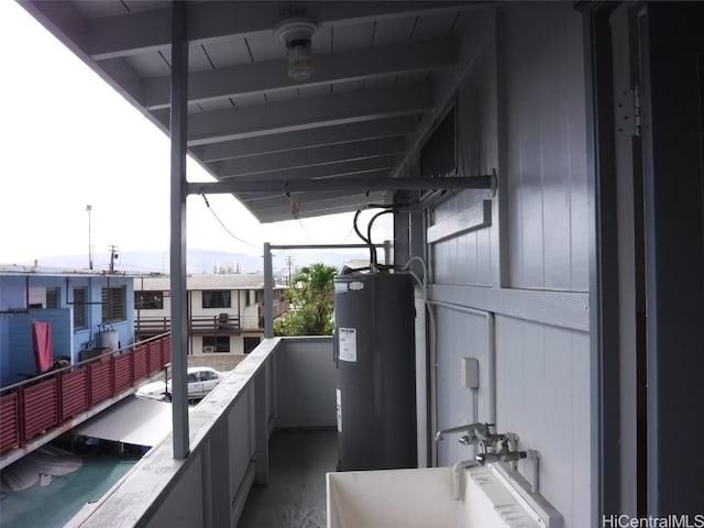 balcony with water heater