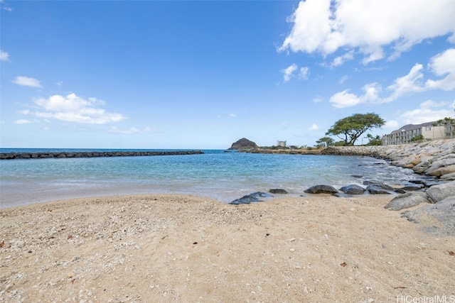 property view of water with a beach view