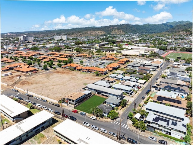 aerial view with a mountain view